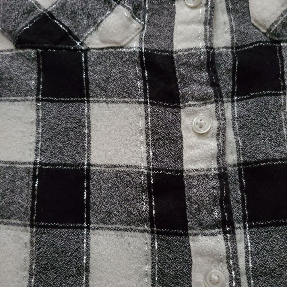 Mudd Girl’s Black And White Plaid Button Down Long Sleeve Shirt Size 7-8 - Picture 5 of 11